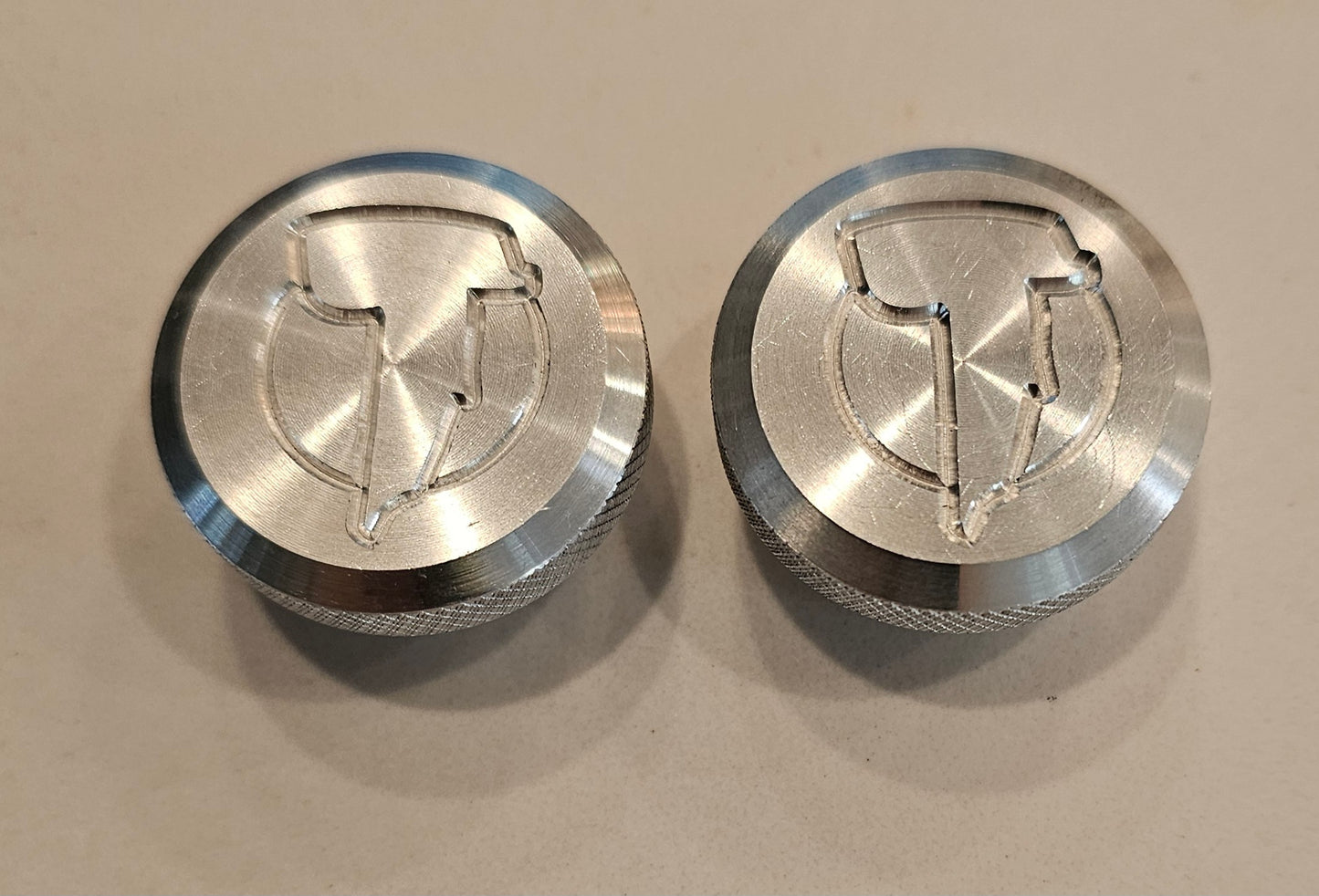 Titan Motorcycle Co. of America Ceriani Inverted Fork Top Caps w/ Titan Logo.