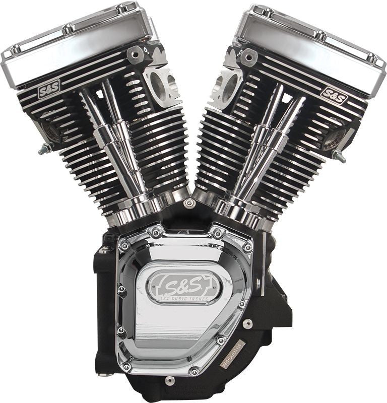 S&S Cycle #: 310-0282A T124 Long Block Engine for 1999-2006 (except 2006 Dyna®) with 640 Cam - Wrinkle Black