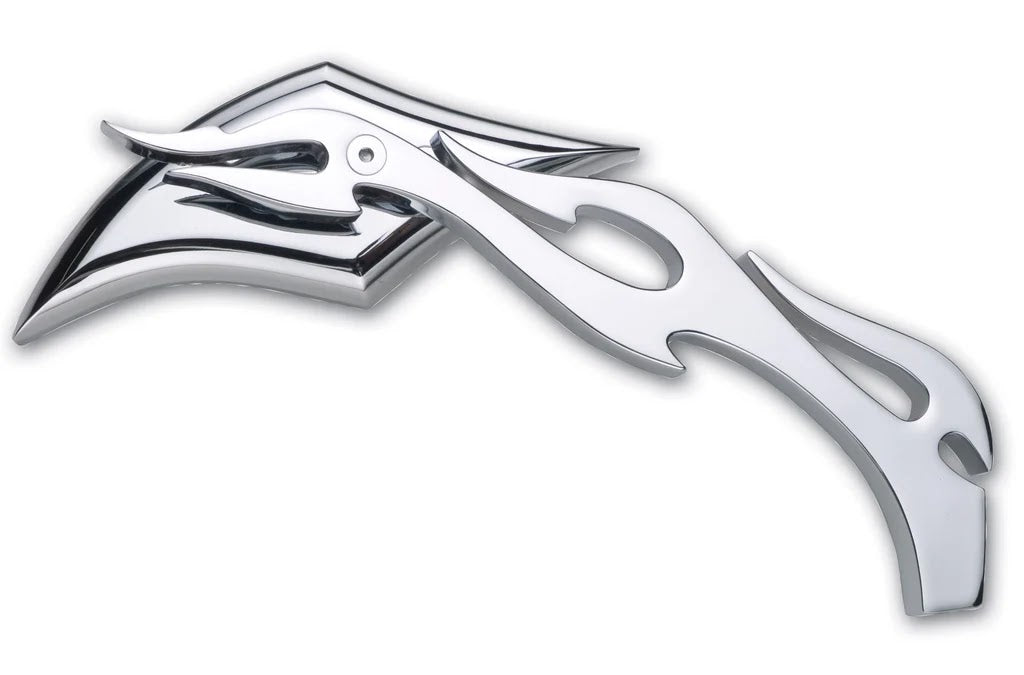 Titan Motorcycle Co. of America Chrome Mirror - Scimitar Head with Flame Stem