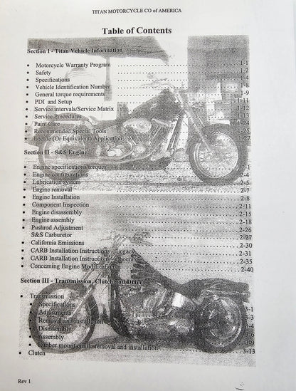 Titan Motorcycle Co. of America Service Manual